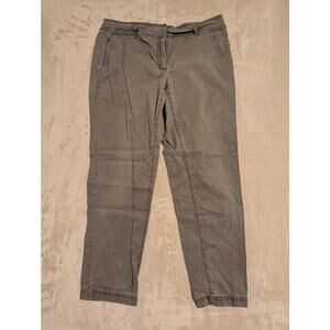 Eileen Fisher Distressed/Washed Stretch Cotton Tencel Slouchy Ankle Pants Ash